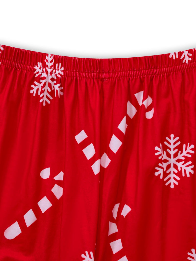Rot 1950er Weihnachten Schneeflocke Zuckerstange Pajama Set