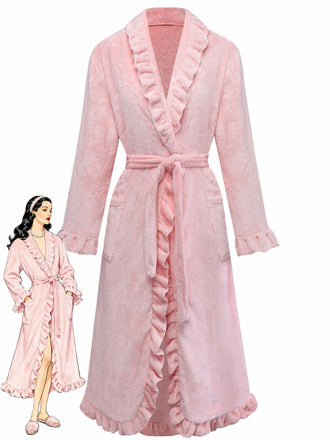 1930er Langarm Flanell Pajama Robe