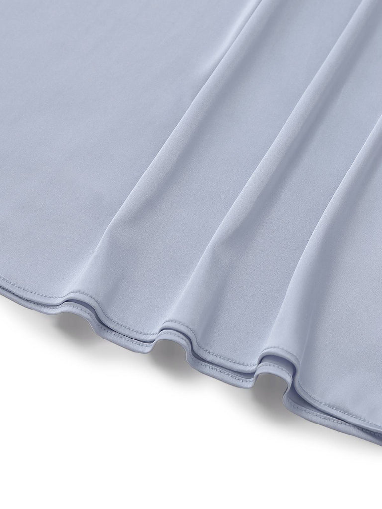 [Vorverkauf] Hellblau 1930er Rückenausschnitt Spitze Nachthemd