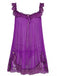 Schwarz 1950er Bogen Spitze Besatz Netz Babydoll Nachthemd
