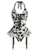 1960er Kuhflecken Halter Schnürung Plüsch Dessous Set