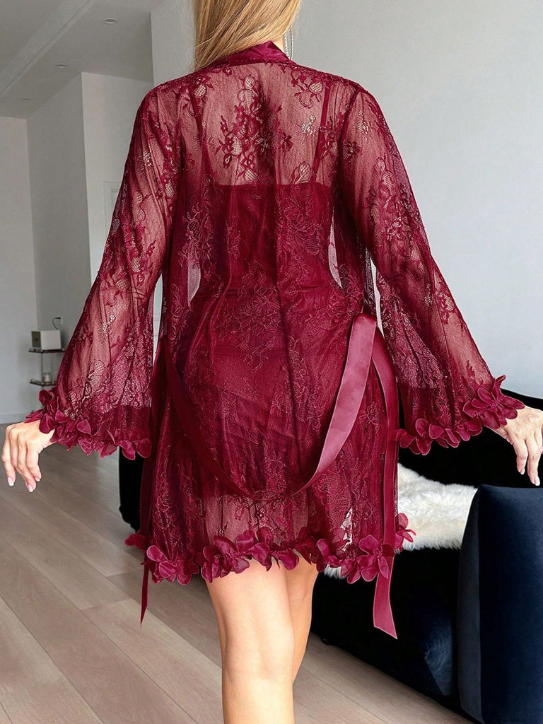 1960er Spaghetti Gurt Spitze Gürtel Nachtwäsche Set