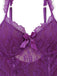 3PCS Lila 1980er Spitze Dessous Set mit Strümpfe