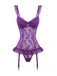 3PCS Lila 1980er Spitze Dessous Set mit Strümpfe