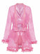 1970er Spitze Transparent Blüten Rüschen Besatz Dessous Set