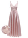Rosa 1930er Uni Spitze Satin Nachthemd