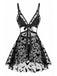 70er Halloween Dessous-Set mit Fledermaus und Cut-out-Schnürung
