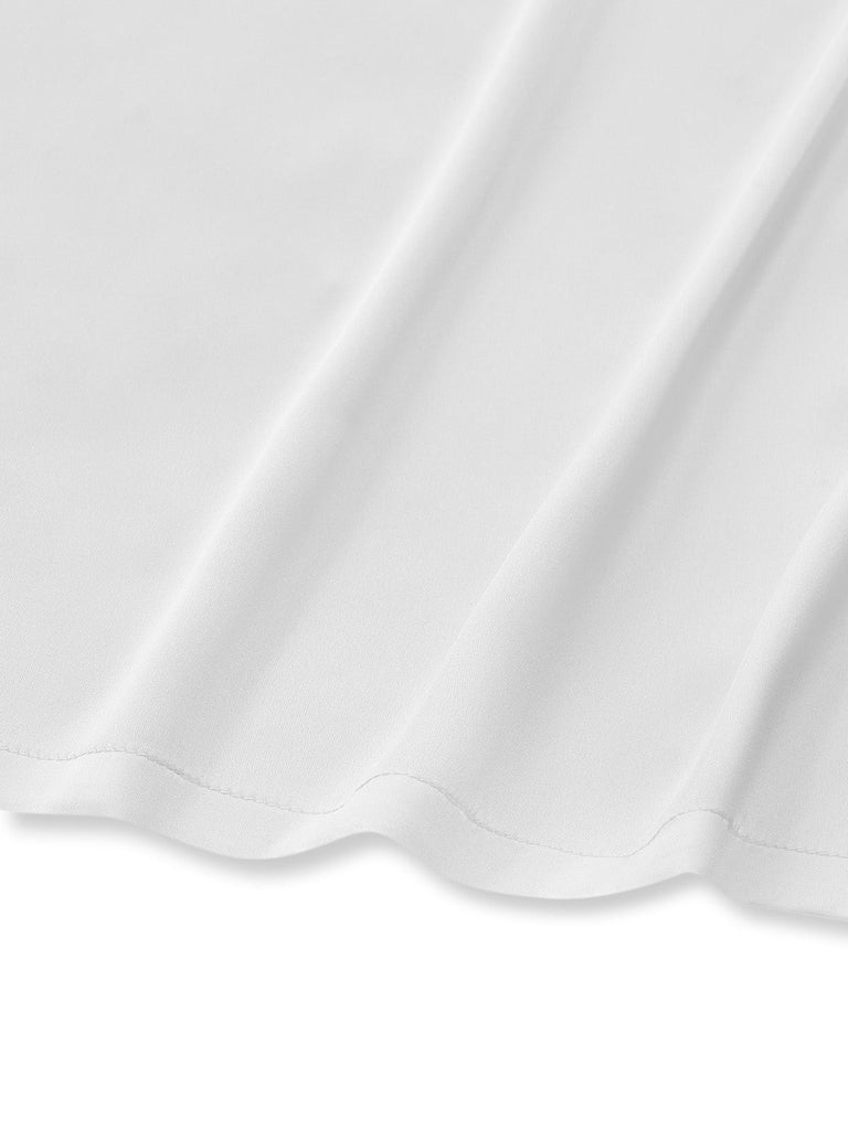 Weiß 50er Satin- mit Patchwork und Spitze