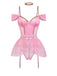 Rosa 60er Dessous-Set mit Glitzer und Tutu-Body