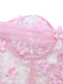 Rosa 60er schulterfreies Schlafanzug-Set mit Blumen und Spitze