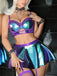 Lila 80er Dessous-Set mit Neckholder und Spitze