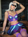 Lila 80er Dessous-Set mit Neckholder und Spitze