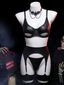 Schwarzes 50er Gothic-Dessous-Set mit Strumpfhalter und Cut-Outs