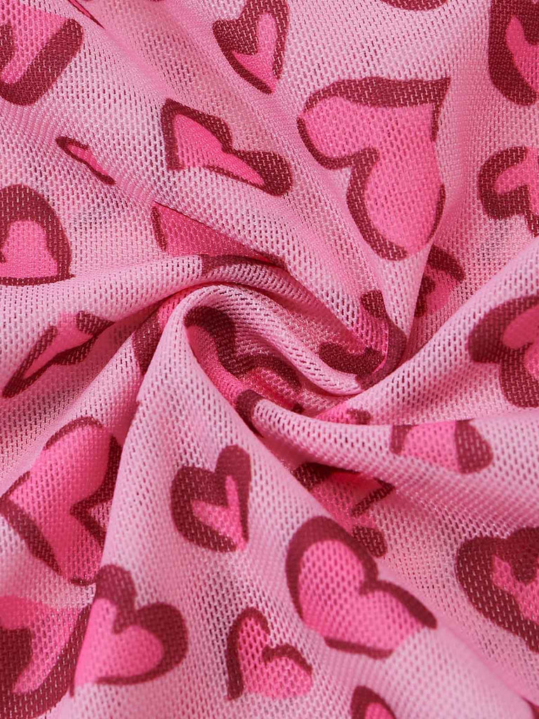 Rosa 50er Reizwäsche mit Herz und Leoparden-Print