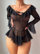 50er schulterfreies Nachtkleid aus transparentem Mesh