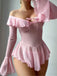 50er schulterfreies Nachtkleid aus transparentem Mesh