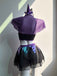 80er Hexen-Dessous-Set mit Spitzen-Cape und Rock