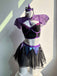 80er Hexen-Dessous-Set mit Spitzen-Cape und Rock