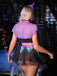 80er Hexen-Dessous-Set mit Spitzen-Cape und Rock