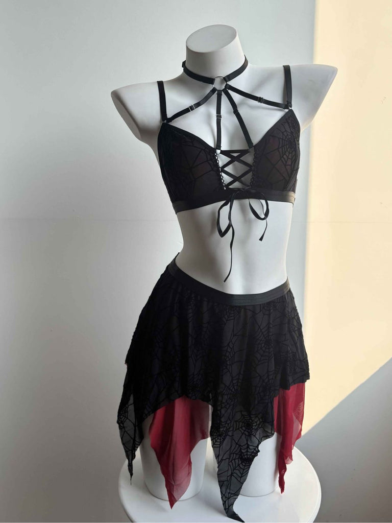 80er Gothic Dessous-Set mit Neckholder