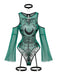 80er Cold-Shoulder Dessous-Set mit Print