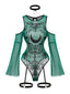 80er Whimsigoth-Dessous-Set mit Mond-Print und Cold-Shoulder