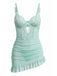 Mintgrünes 80er Babydoll-Nachtkleid mit Spitze und Schleife