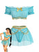 Blaues 50er Pyjama-Set aus transparentem Mesh