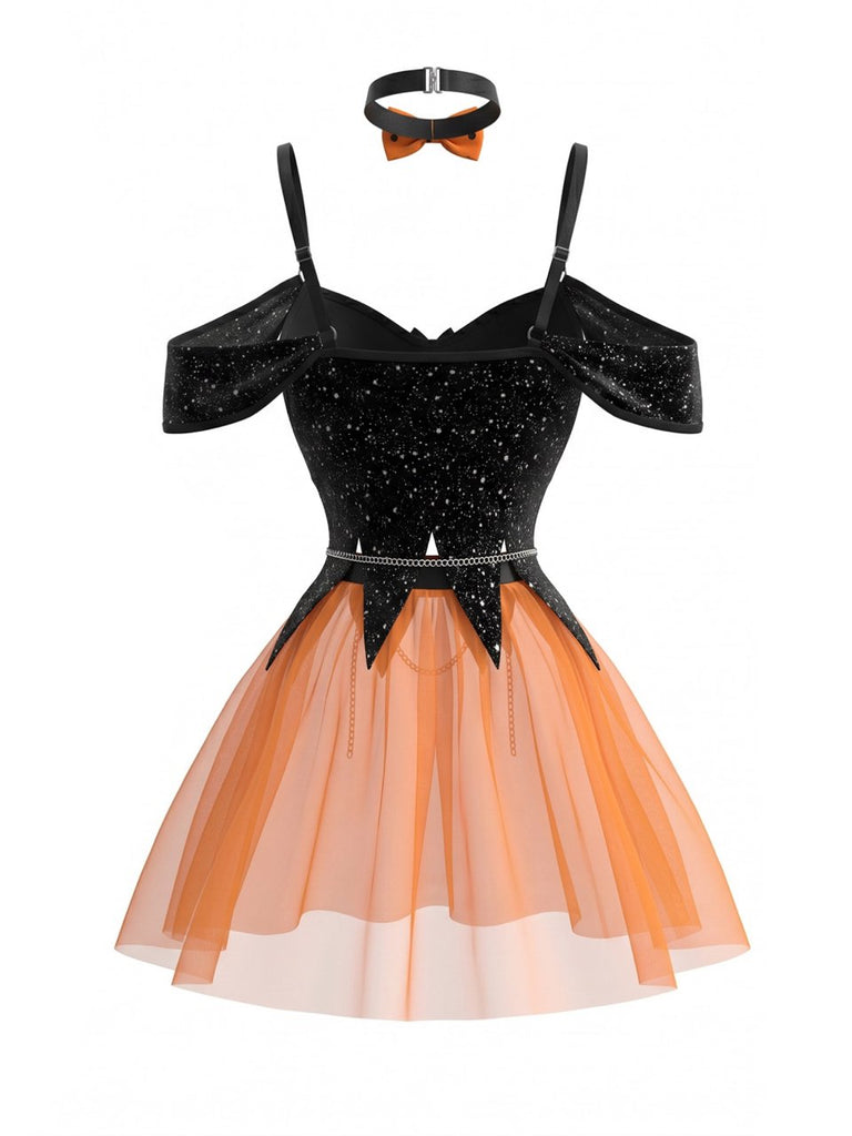 80er Cold-Shoulder Halloween Dessous-Set