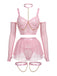 Rosa 80er Mesh-Dessous-Set mit Ketten und Choker