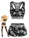 Schwarzes 40er Pyjama-Set mit Totenkopf