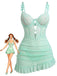 Grünes 70er Nachtkleid mit Spitzen-Mesh und Schleifen-Trägern