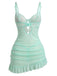 Grünes 70er Nachtkleid mit Spitzen-Mesh und Schleifen-Trägern
