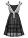 Schwarzes 70er Babydoll-Nachthemd mit Spitze