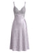 Lila 40er Satin-Nachthemd mit Blumen und Schmetterling