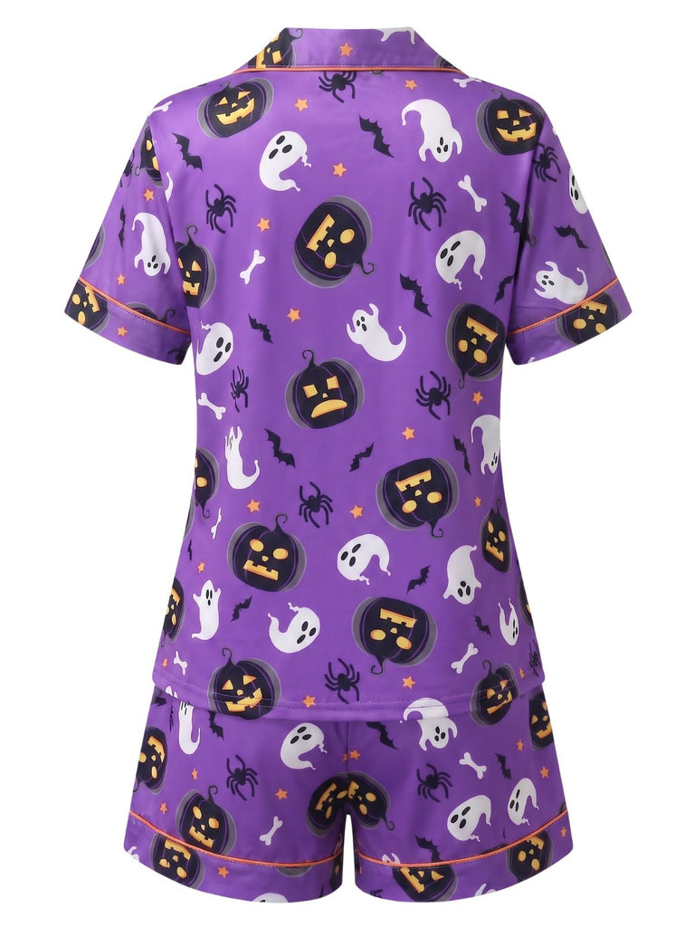 50er Geister-Kürbis-Print Pyjama-Set mit Oberteil & Shorts