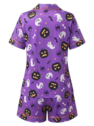 50er Geister-Kürbis-Print Pyjama-Set mit Oberteil & Shorts