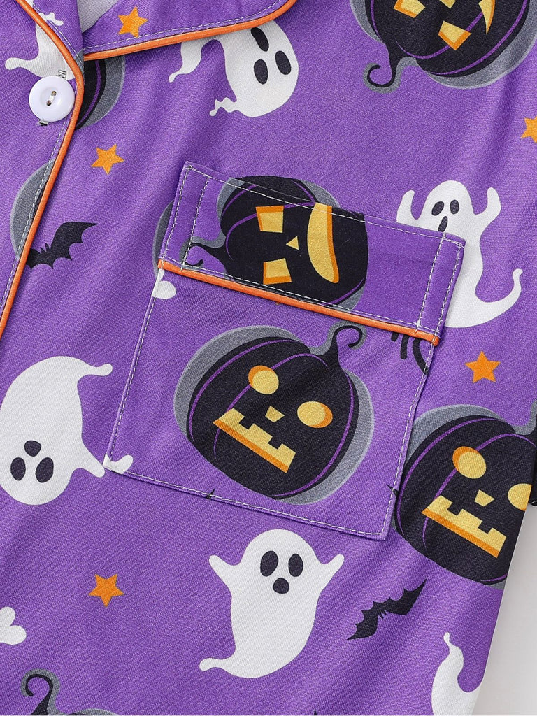 50er Geister-Kürbis-Print Pyjama-Set mit Oberteil & Shorts