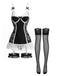 Schwarzes 80er Spitzen-Dessous-Set mit Strumpfhaltern