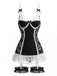 Schwarzes 80er Spitzen-Dessous-Set mit Strumpfhaltern