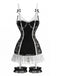 Schwarzes 80er Spitzen-Dessous-Set mit Strumpfhaltern