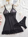 80er Mesh-Babydoll mit Punkten, Schleife und Rüschen