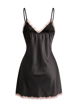 30er Satin-Nachthemd mit Spitze und Besatz