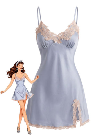 30er Satin-Nachthemd mit Spitze und Besatz