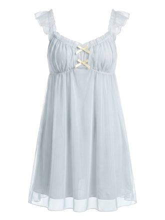 50er Tüll-Babydoll-Nachthemd mit Rüschen und Schleifen