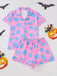 40er Halloween-Schlafanzug-Set mit Kürbis-Print und Kurzarm