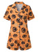 40er Halloween-Schlafanzug-Set mit Kürbis-Print und Kurzarm