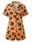 40er Halloween-Schlafanzug-Set mit Kürbis-Print und Kurzarm