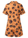 40er Halloween-Schlafanzug-Set mit Kürbis-Print und Kurzarm