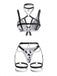 Schwarz-weißes 80er Dessous-Set mit Kuhprint und Kreuzträgern